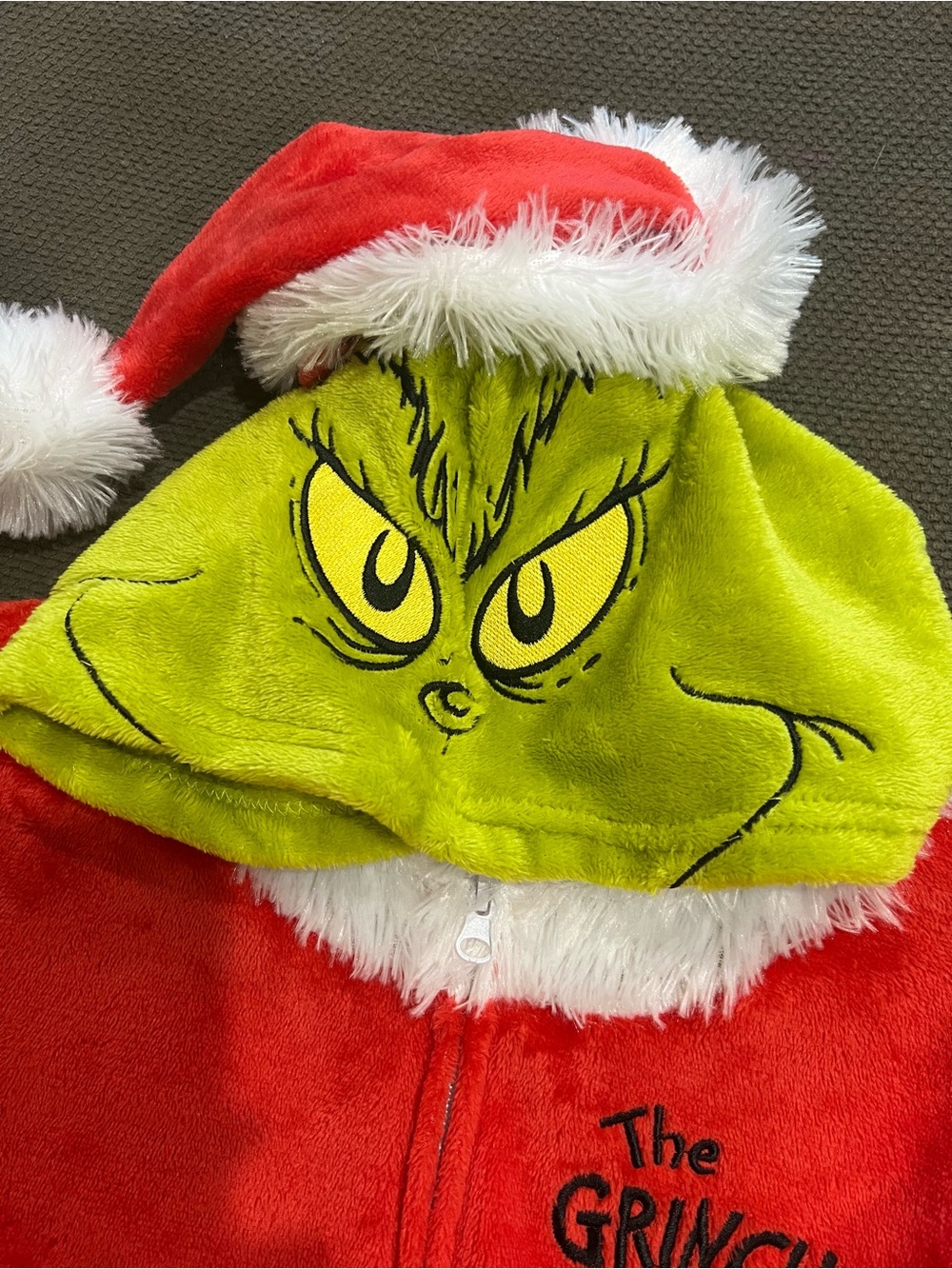 Grinch Kids Plush Holiday Costume - Red & Green